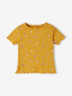 Babymode-Shirts & Rollkragenpullover-Shirts-Geripptes Baby T-Shirt mit Blumenprint