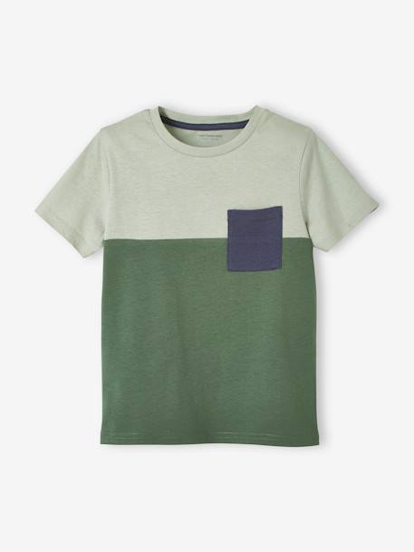 Jungen T-Shirt, Colorblock Oeko-Tex - khaki+orange+schwarz - 1