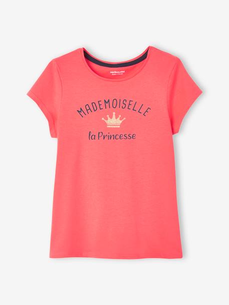 Mädchen T-Shirt, Message-Print BASIC Oeko-Tex - gelb+koralle+marine+rosa+weiß - 4