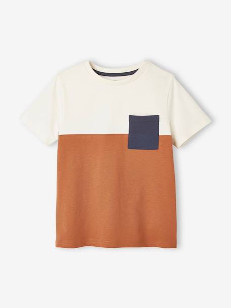 Jungen T-Shirt, Colorblock Oeko-Tex - khaki+orange+schwarz - 4