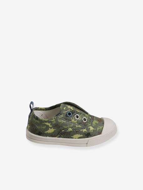 Jungen Baby Stoff-Sneakers mit Gummizug - grün bedruckt - 2