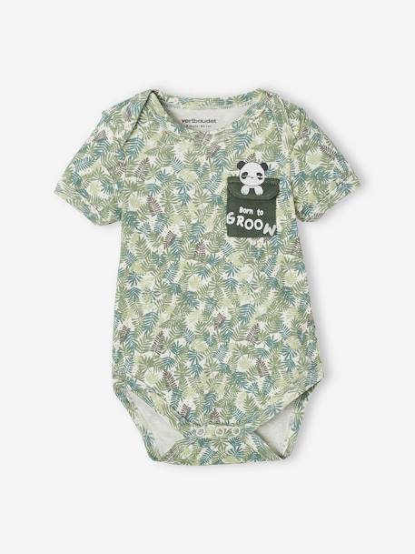 Baby Kurzarm-Body ,,Pandafreunde', Schlupfform Oeko-Tex® - wollweiß bedruckt - 2