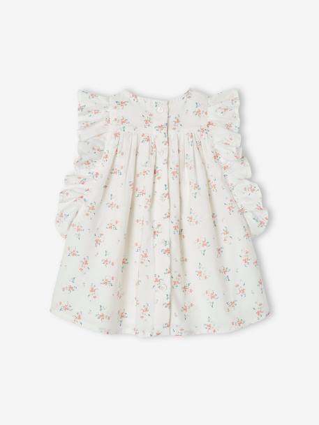 Festliches Baby Kleid mit Volants - wollweiß bedruckt - 3