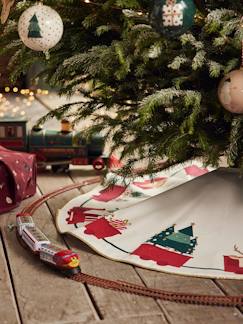 Dekoration & Bettwäsche-Weihnachtsbaum-Teppich mit Eisenbahn-Motiven