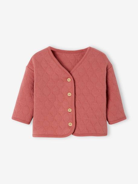 Baby Sweatjacke, gesteppt Oeko-Tex - altrosa+olivgrün - 1