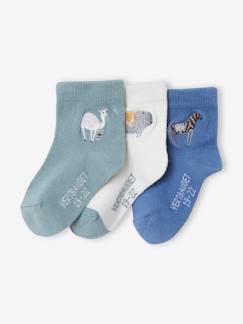 Babymode-3er-Pack Jungen Baby Socken mit Tierstickerei Oeko-Tex