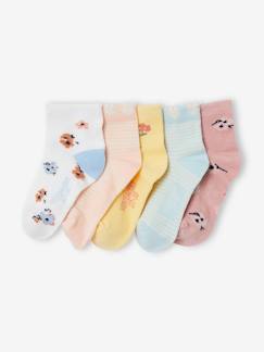 Maedchenkleidung-Unterwäsche, Socken, Strumpfhosen-Socken-5er-Pack Mädchen Socken, Blumen Oeko-Tex