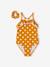 Mädchen Badeanzug mit Volant - senfgelb geblümt - 1