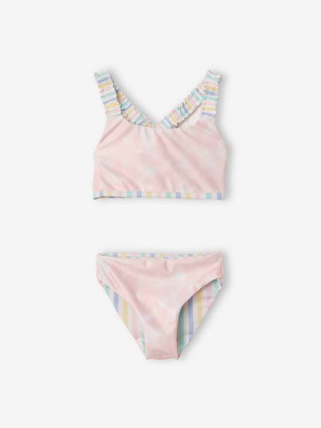 Wendbarer Mädchen Bikini, Batikmuster Oeko-Tex® - rosa bedruckt - 2