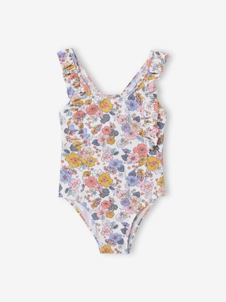 Mädchen Badeanzug mit Blumen  Oeko-Tex® - beige bedruckt - 3