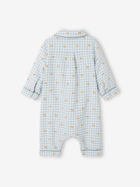 Einteiliger Baby Schlafanzug, Flanell  Oeko-Tex - wollweiß kariert - 3