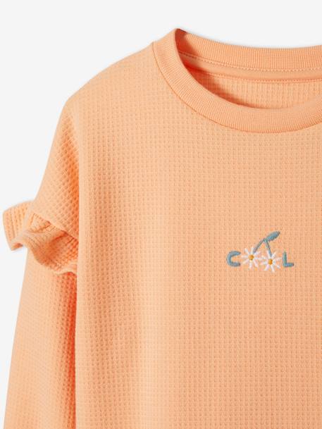 Mädchen Sweatshirt aus Waffelpikee - pfirsich - 5