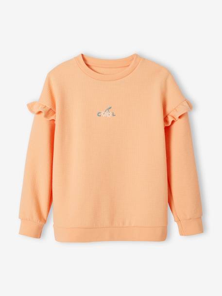 Mädchen Sweatshirt aus Waffelpikee - pfirsich - 3