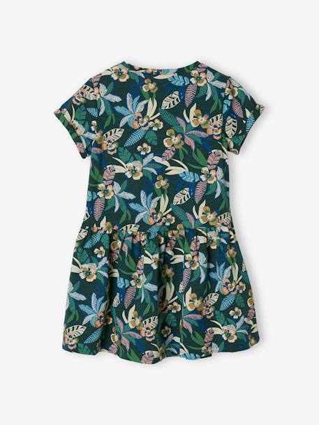 Mädchen Shirtkleid BASIC Oeko-Tex blau gestreift+dunkelgrün bedruckt tropical+hellrosa+smaragdgrün+weiß bedruckt+wollweiß 7