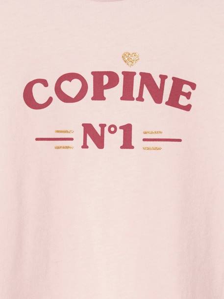 Mädchen T-Shirt, Message-Print BASIC Oeko-Tex - gelb+koralle+marine+rosa+weiß - 14