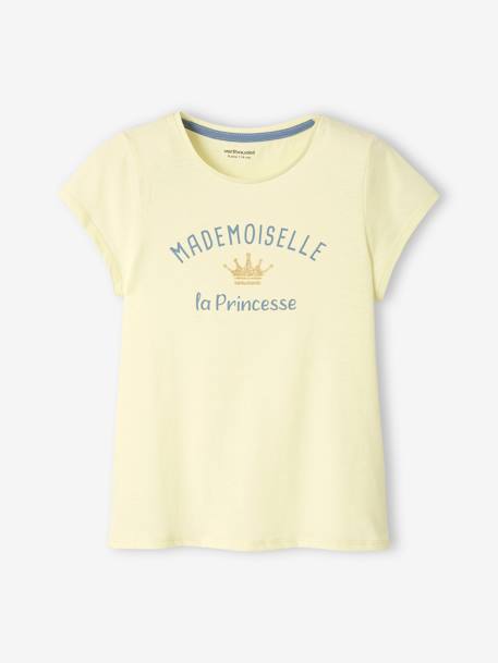 Mädchen T-Shirt, Message-Print BASIC Oeko-Tex - gelb+koralle+marine+rosa+weiß - 1