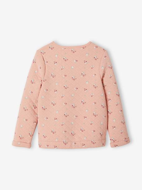 Gestepptes Mädchen Sweatshirt - beige bedruckt+pfirsich bedruckt - 7