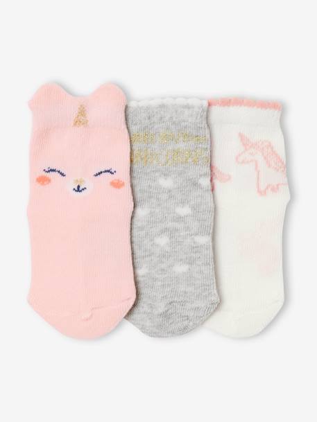 3er-Pack Mädchen Baby Socken mit Einhorn Oeko-Tex - pack zartrosa/grau - 2