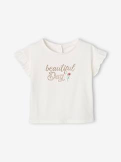 Festliche Kinderkleidung-Babymode-Baby Mädchen T-Shirt mit Volantärmeln ,,Beautiful"