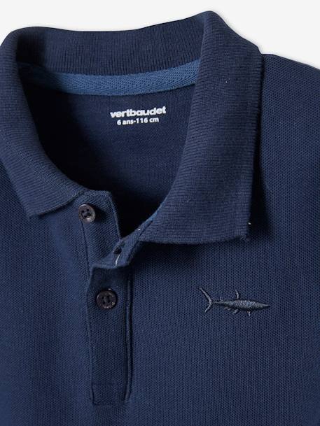 Jungen Poloshirt, kurze Ärmel Oeko-Tex - blau+grau meliert+graugrün+hellblau+marine+rot+weiß - 16