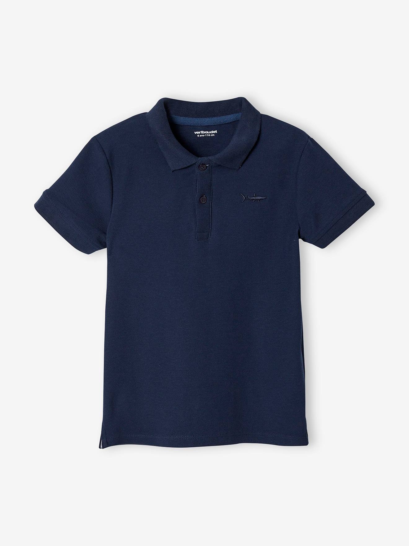 Jungen Poloshirt mit Hai-Stickerei
