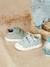 Mädchen Baby Stoffschuhe, Klett - blau bedruckt+mehrfarbig+weiß - 10