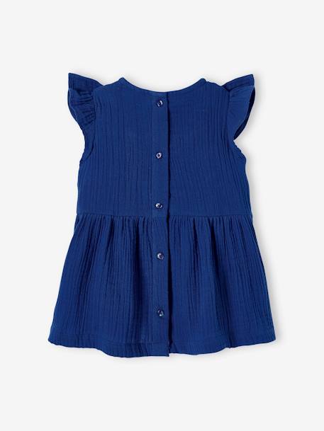 Besticktes Baby Kleid aus Musselin - blau - 3