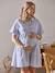 Blusenkleid für Schwangerschaft & Stillzeit - blau/weiß gestreift+karamell - 1