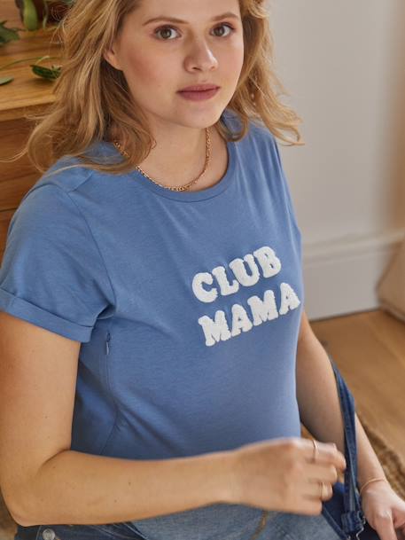 Bio-Kollektion: T-Shirt für Schwangerschaft & Stillzeit „Club Mama“ - anthrazit+blau+rosa+Terrakotta - 17