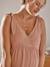 Kurzes Baumwollkleid für Schwangerschaft & Stillzeit - beige bedruckt+rosa - 13