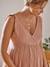 Kurzes Baumwollkleid für Schwangerschaft und Stillzeit - beige bedruckt+rosa - 12