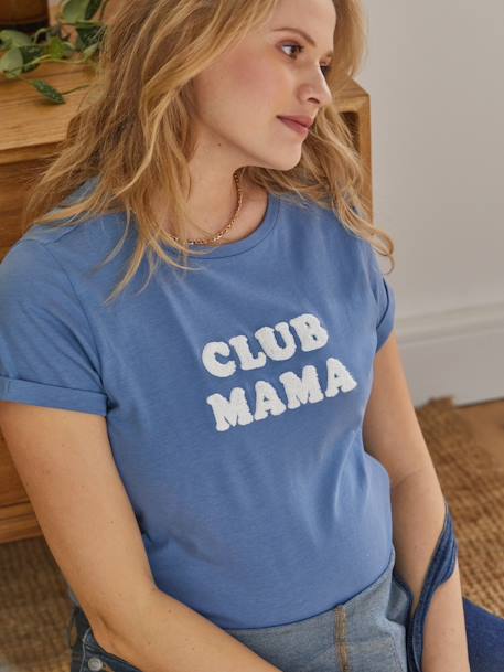 Bio-Kollektion: T-Shirt für Schwangerschaft & Stillzeit „Club Mama“ - anthrazit+blau+braun+braun+rosa - 11