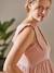 Kurzes Baumwollkleid für Schwangerschaft und Stillzeit - beige bedruckt+rosa - 14