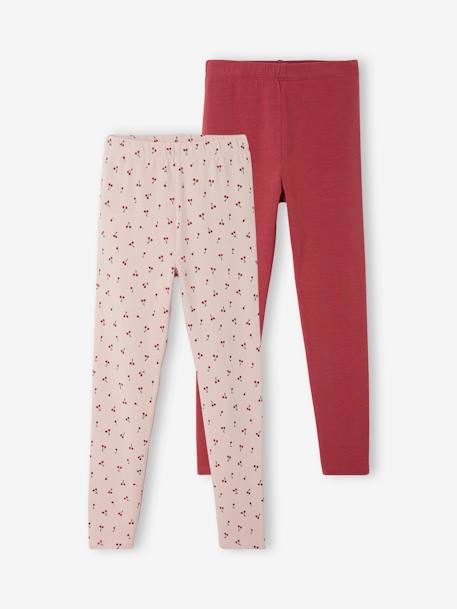 2er-Pack Mädchen Leggings BASIC - koralle+pack bordeaux+pack dunkelrosa+pack marine+pack marine - 12