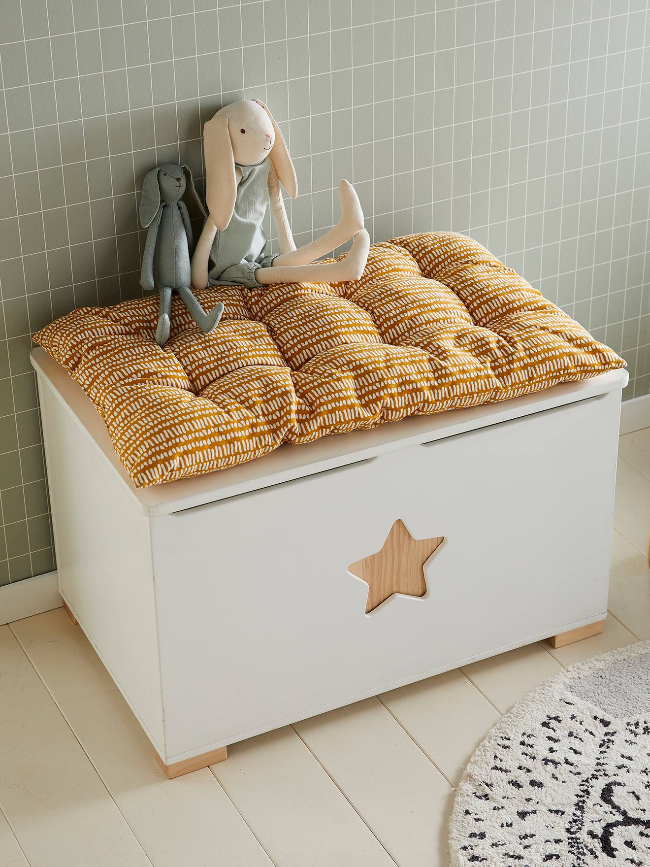 Vertbaudet Kinderzimmer Kissen Für Sitzbank Oder Truhe Ethnomuster Senfgelb Ethnomuster Einheitsgröße