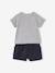 Baby-Set: T-Shirt & Shorts - hellgrau meliert+weiß - 4