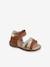 Mädchen Baby Sandalen mit Klett - karamell+rosa metallic+weiß - 1