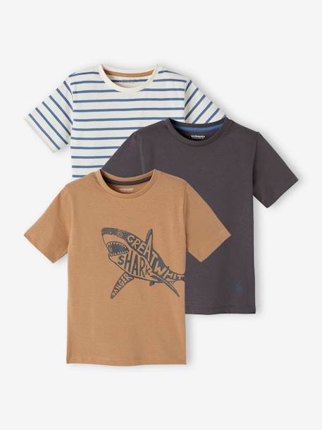 3er-Pack Jungen T-Shirts BASIC Oeko-Tex - pack braun+pack gelb+pack grün+pack rot - 1