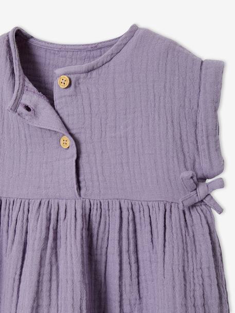 Mädchen Baby Kleid, Musselin - fuchsia+grün+violett - 14