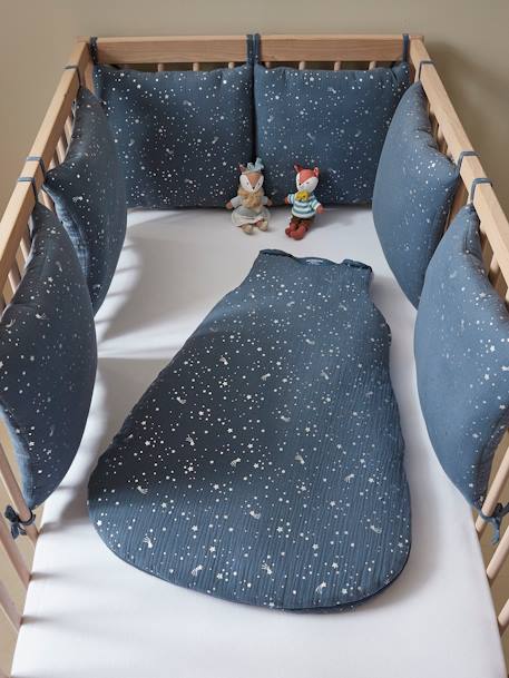 Bio-Kollektion: Ärmelloser Baby Schlafsack „Kometen“, personalisierbar - blau+hellblau+zartrosa - 4