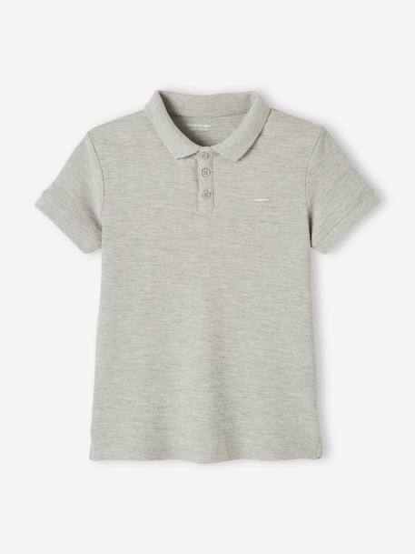 Jungen Poloshirt, kurze Ärmel Oeko Tex® - grau meliert+graugrün+hellblau+marine+rot+weiß - 1
