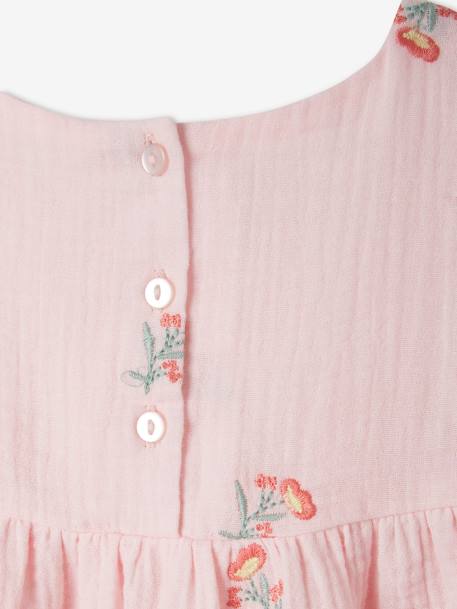 Mädchen Kleid mit Stickereien, Musselin - rosa - 5