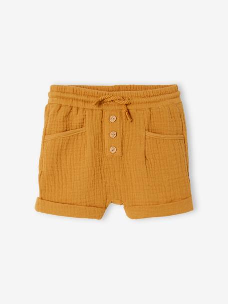 Baby Shorts, Musselin - dunkelblau+gelb - 9