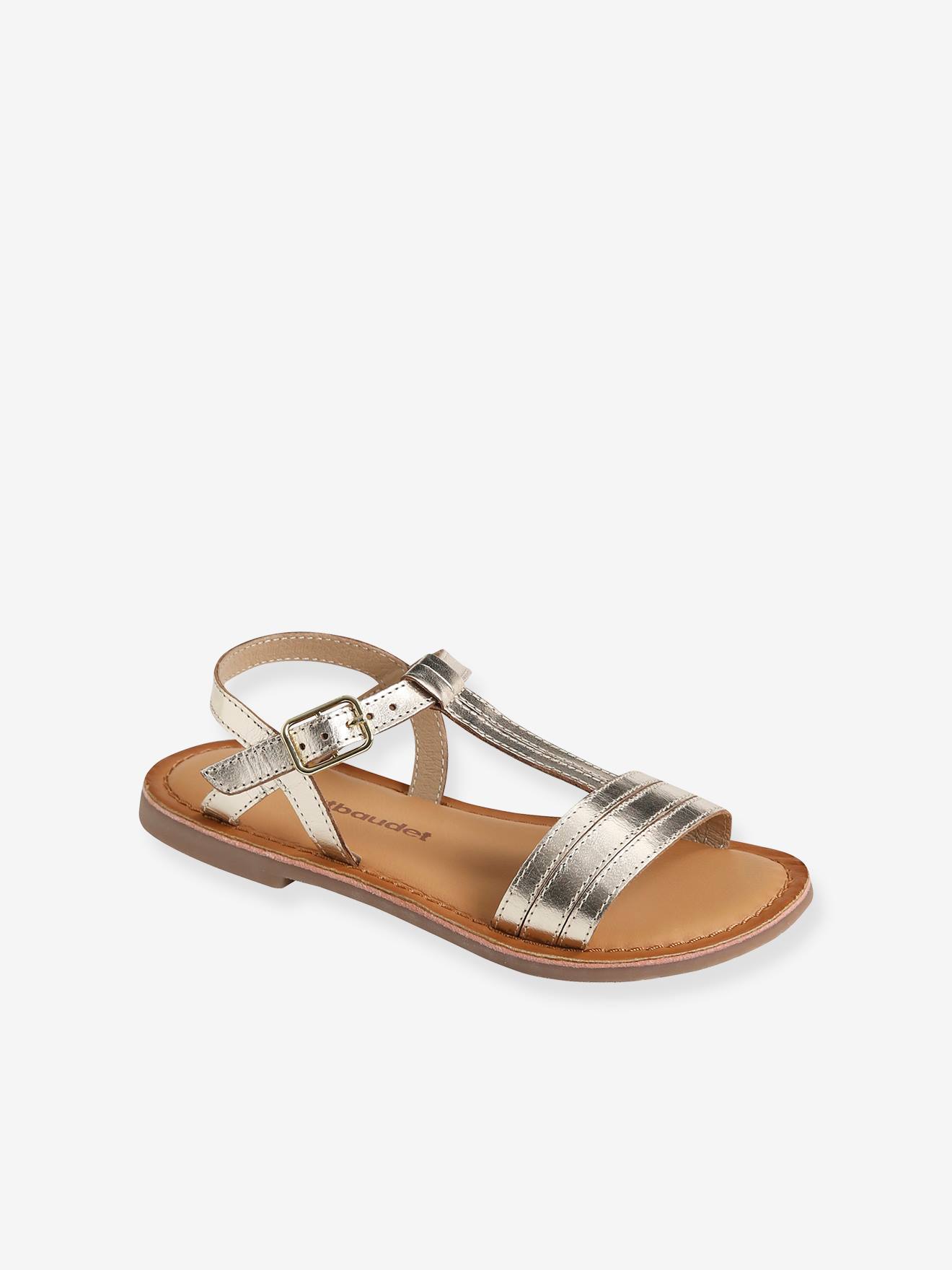 Mädchen Ledersandalen mit Schnalle metallisch
