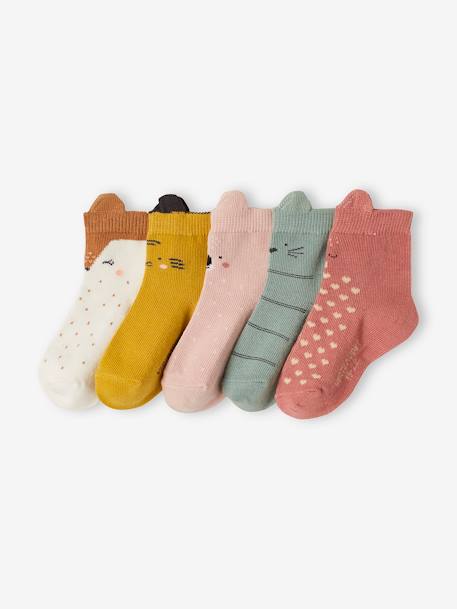 5er-Pack Mädchen Baby Socken mit Tieren Oeko-Tex - pack senfgelb - 1