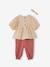 Mädchen Baby-Set: Bluse, Hose & Haarband - beige bederuck+dunkelrosa - 4