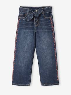 Maedchenkleidung-Jeans-Mädchen Jeans mit Blumenstickerei, 7/8-Länge Oeko-Tex