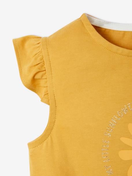 Mädchen-Set: T-Shirt & Shorts Oeko-Tex - aqua+gelb/wollweiß geblümt sonnenbl+koralle+marine+koralle - 12
