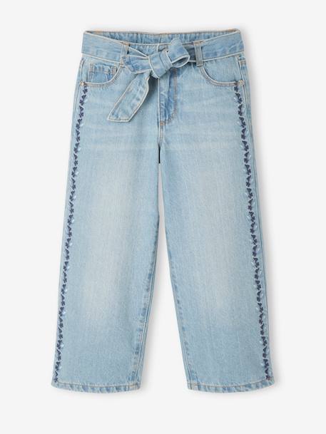 Mädchen Jeans mit Blumenstickerei, 7/8-Länge Oeko-Tex® - bleached+dark blue - 2