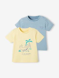 Günstige Basics-Babymode-2er-Pack Jungen Baby T-Shirts, Tier-Print Oeko Tex®